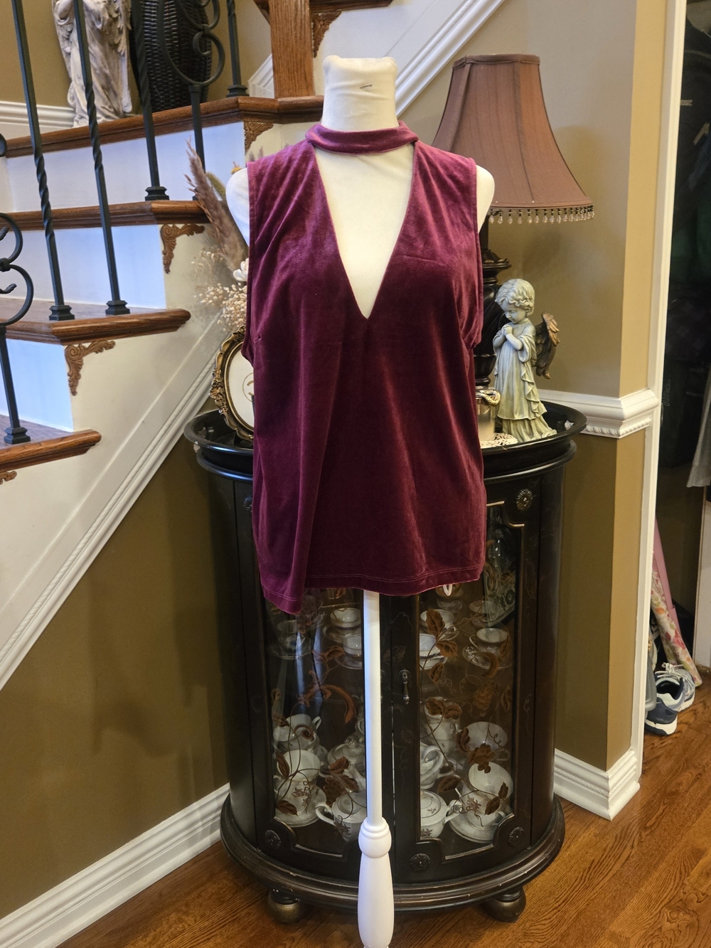 Charlotte Russe Plum Velvet Sleeveless Choker Top